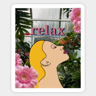 Relax in a Tropical Green House with Me Sticker